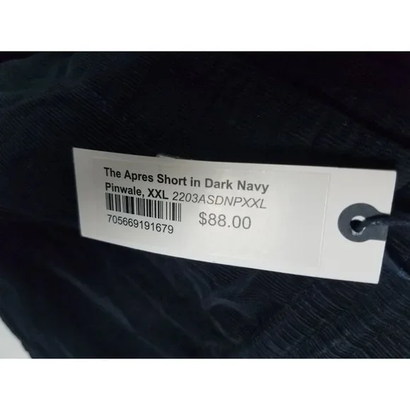 Taylor Stitch Men's Sz. XXL The Apres Corduroy Shorts In Dark Navy Pinwale NWT